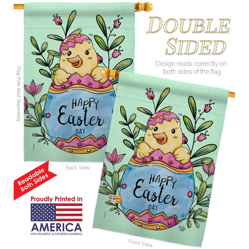 Double Sided 40'' H x 28'' W Polyester Easter House Flag