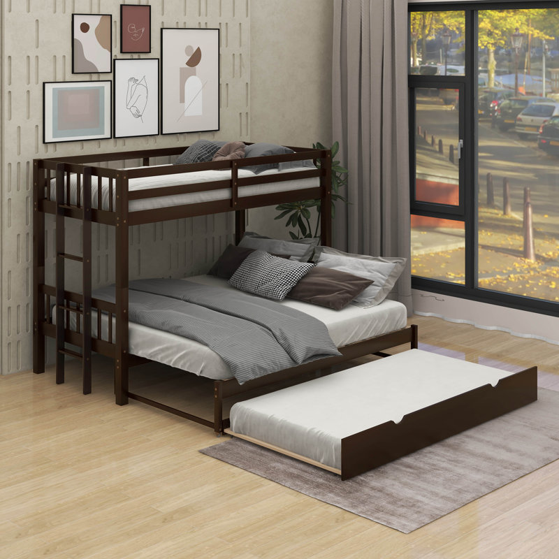 Twin Over Pull-Out Bunk Bed With Trundle, Espresso
