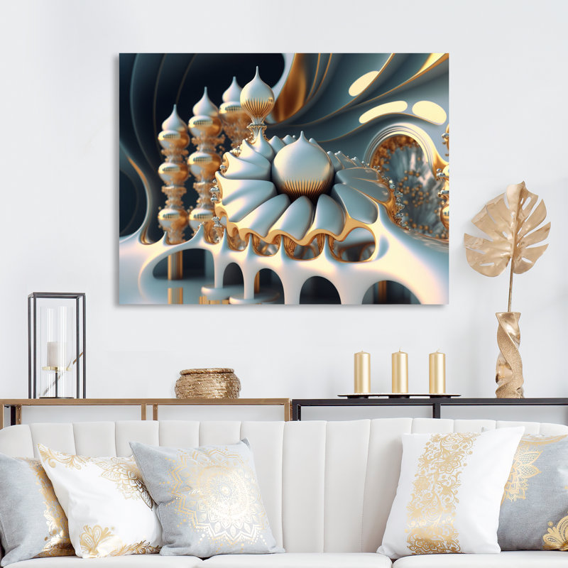 Fractal architecture futuriste I, H 12 po x l 20 po x P 1 po, Toile tendue