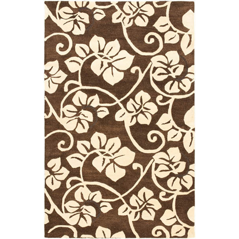 Tapis floral en laine et en viscose touffeté à la main Candelo, Rectangle 3 pi 6 po x 5 pi 6 po