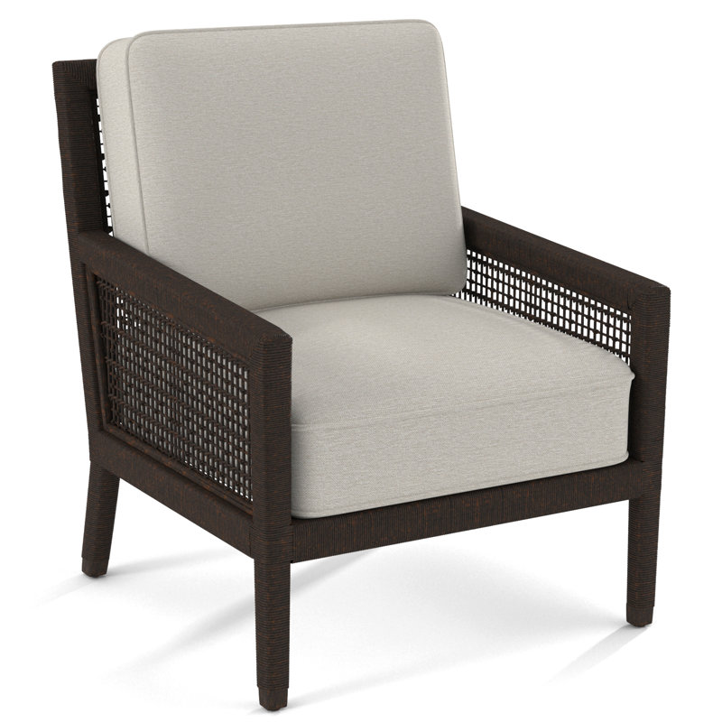 Harper Upholstered Armchair, White Performance Fabric; 0851-94, Coffee