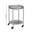 Table basse ronde à 2 niveaux avec roues verrouillables, acier gris ardoise, table d'appoint mobile compacte pour le salon ou la chambre à coucher
