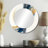 Peyo Blue And Gold Swirl Abstract V - Abstract Spirals Large Wall Mirror, Modern Round Decorative Mirror, Printed Metal Art-1735748197