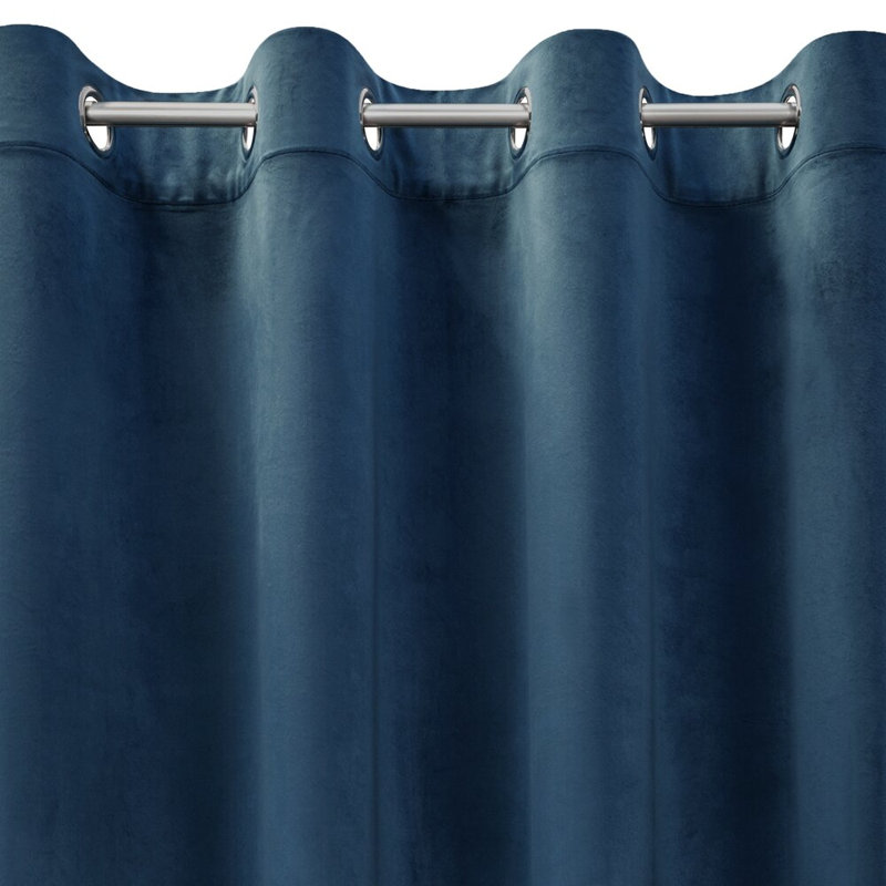 Daphne 100% Polyester Blackout Curtain Single Panel, Width 215cm x height 250cm, Navy blue