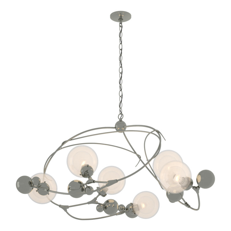 Sprig 6 - Light Unique Geometric Chandelier, Opaline, Sterling