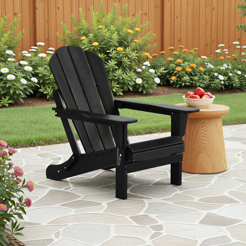 Laguna Foldable Outdoor Adirondack Set, Black