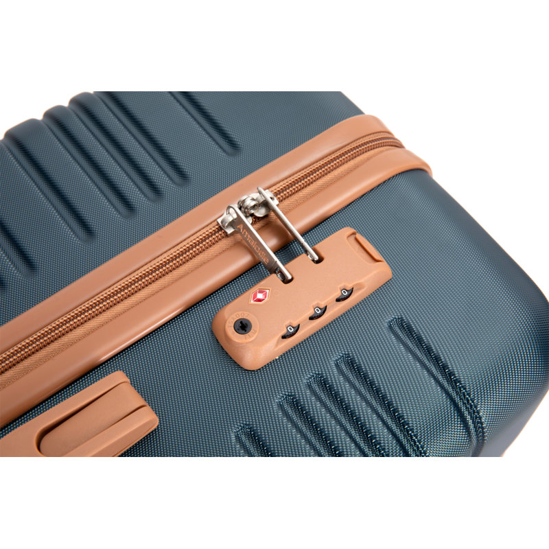 Ensemble de 5 pièces, valises rigides à roulettes en ABS avec serrure TSA Valise de bagage à main de couleur assortie, Green