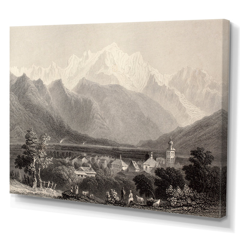 Mont Blanc monochrome - impression sur toile, H 40 po x l 60 po, Toile tendue