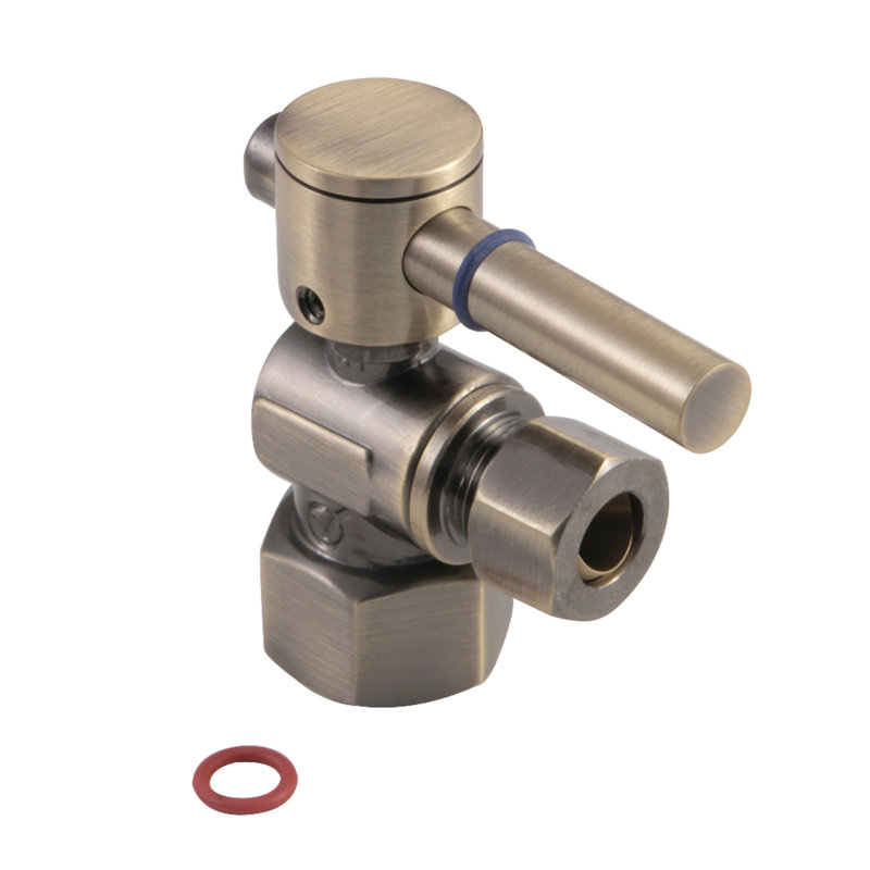 Kingston Brass Concord 1/2-Inch FIP x 3/8-Inch OD Comp Quarter-Turn Angle Stop Valve, Vintage Brass