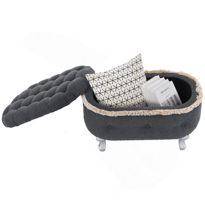29.5'' Storage Benches, End Of Bed Bench With Button-Tufted, Fabric Upholstered Storage Ottoman, Window Bench With Fringe, Shoe Cabinet Bench, Footboard Bench For Bedroom, Entryway, Cloakroom,Grey