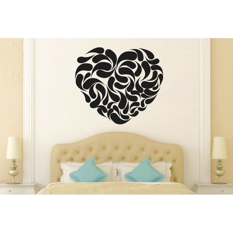 Heart Shape Abstract Wall Sticker, Black