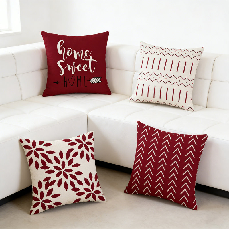 Pillow Covers Set of 4, Modern Sofa Throw Pillow Cover, Decorative Outdoor Linen Fabric Pillow Case for Couch Bed Car，Monogram Decorative Pillow Case, Home Decor