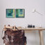 «Asymmetric Soft Abstract Shapes Blue Green Yellow» par Brent Nelson - ensemble de 2 impressions d'art graphique