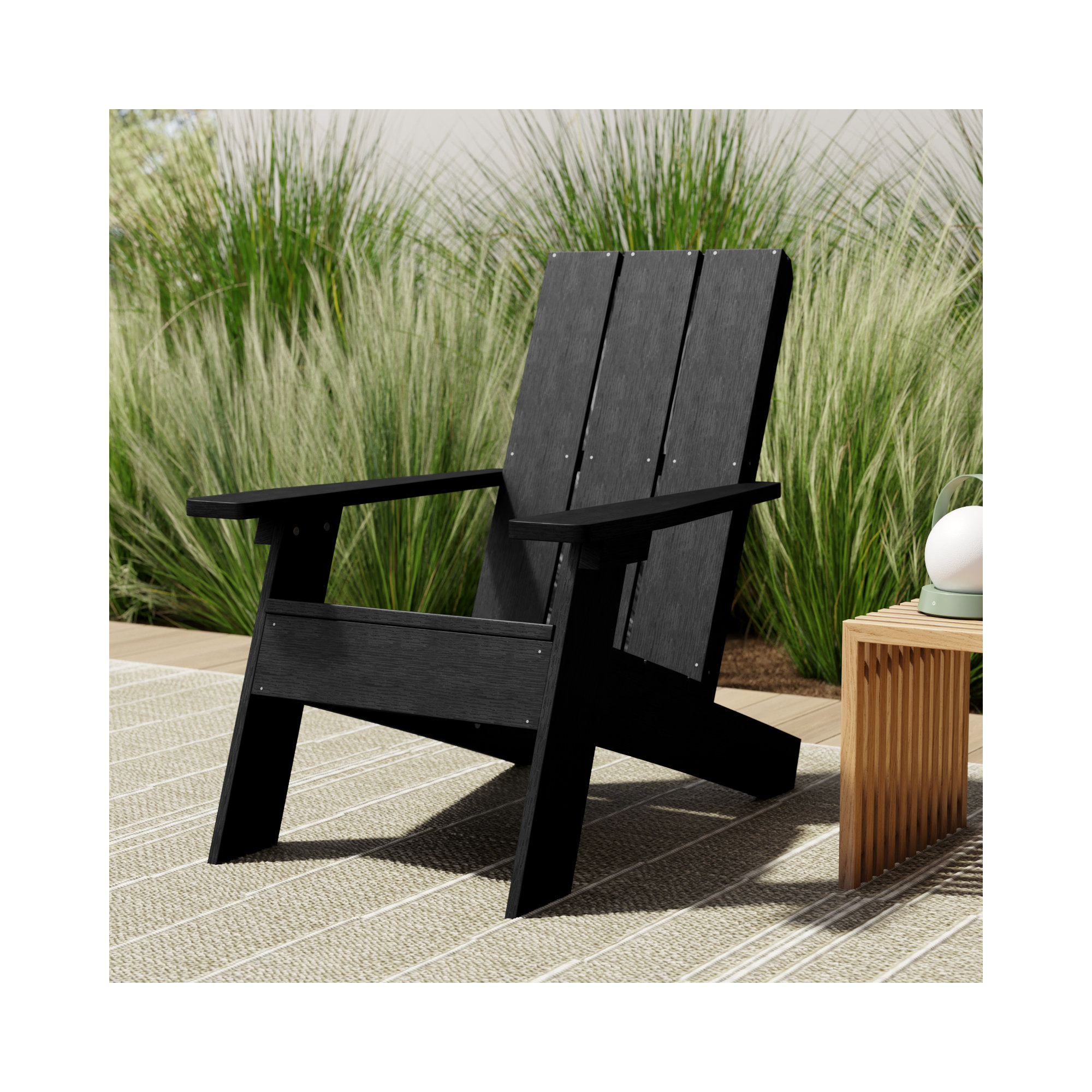 Byrnes Outdoor Adirondack Set, Black
