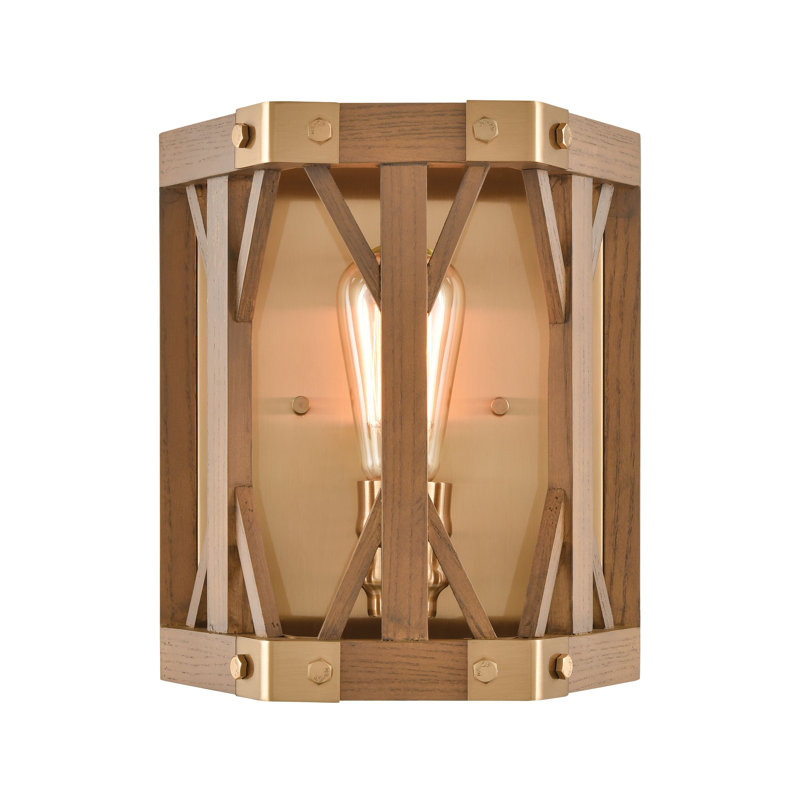 Applique murale 1 lumière Structure 10 "de haut Structure - Chêne moyen