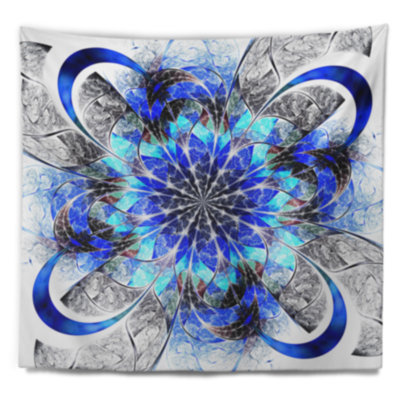 Tapisserie fleur abstraite à fleur de bleu symétrique