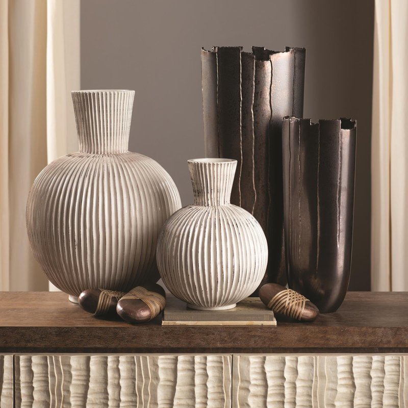 Furrow Sphere Vase, 22.25" H x 16.25" W x 16.25" D