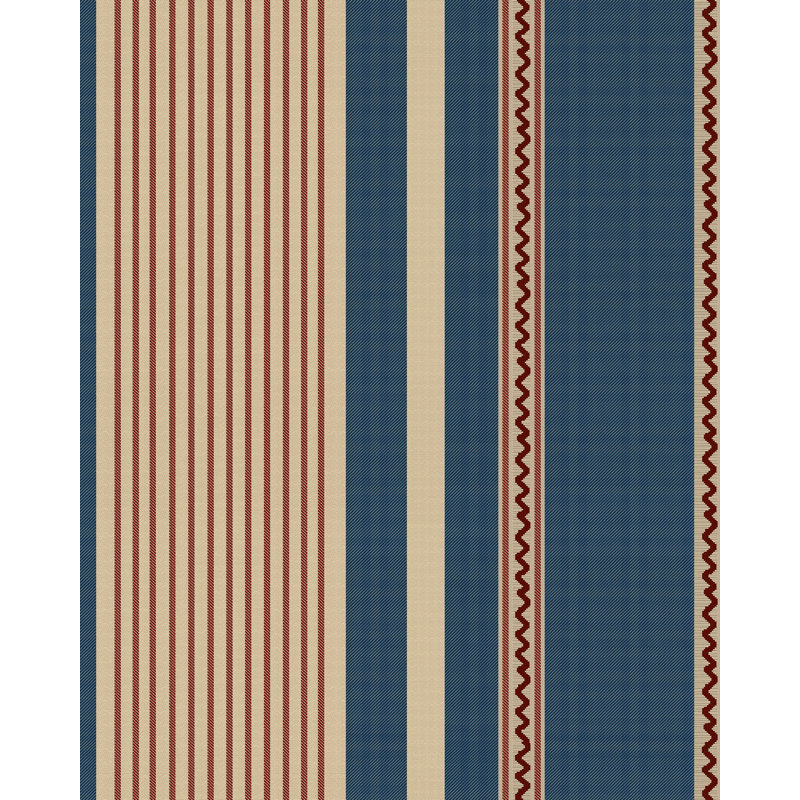 NOCHRICH Wallpaper, Blue/Red/Taupe