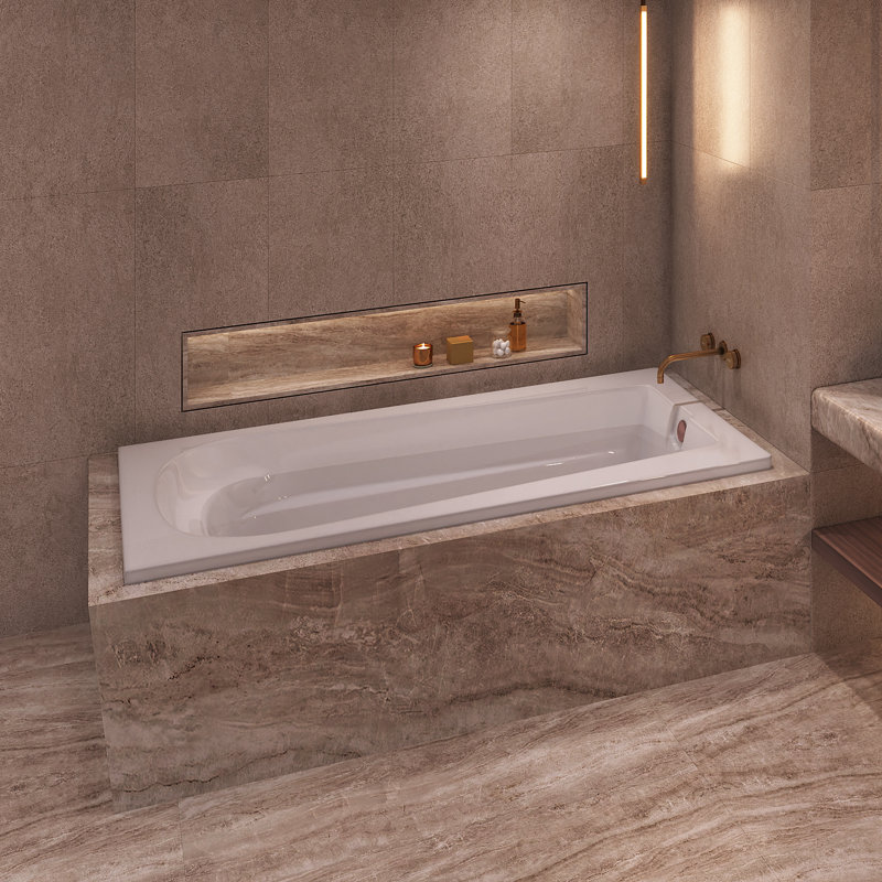 Fairfield 66" x 34" Drop In/Undermount Soaking Acrylic Bathtub, White