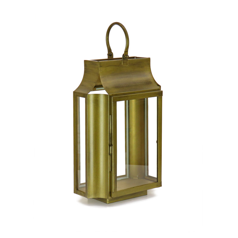 Stainless Steel Tabletop Lantern, 17.7" H x 11" W x 6.3" D