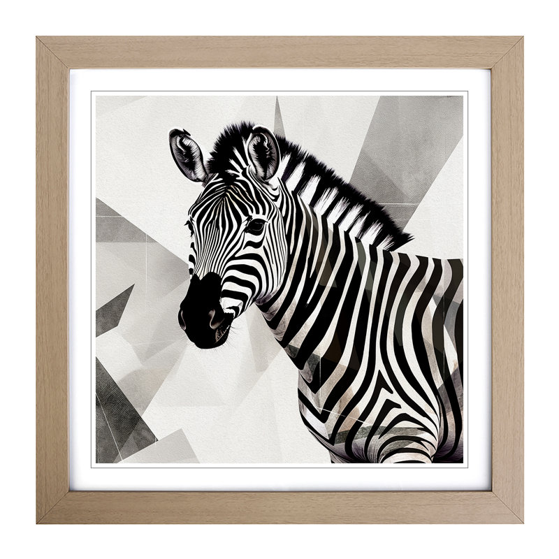 Zebra Geometric - Framed Print, Oak Framed