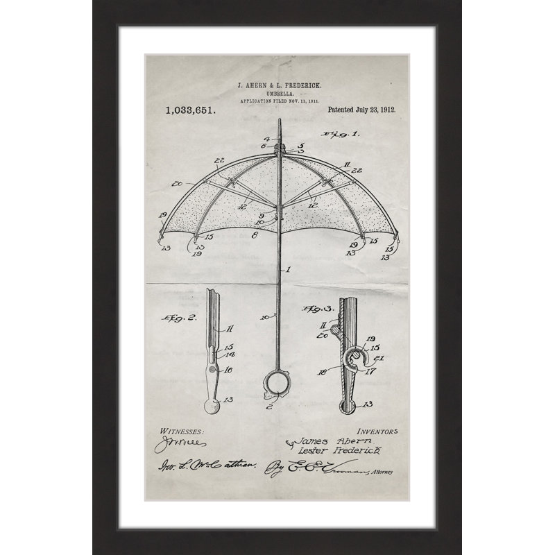 " Umbrella 1912 Old Paper " by Steve King, 18" H x 12" W x 1.5" D
