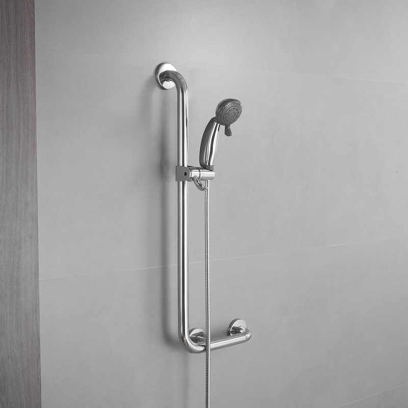 4-Spray Patterns 3.5 In. Wall Mount Handheld Shower Head 1.75 GPM With Slide Bar And Cleaning Spray In Polished Chorme