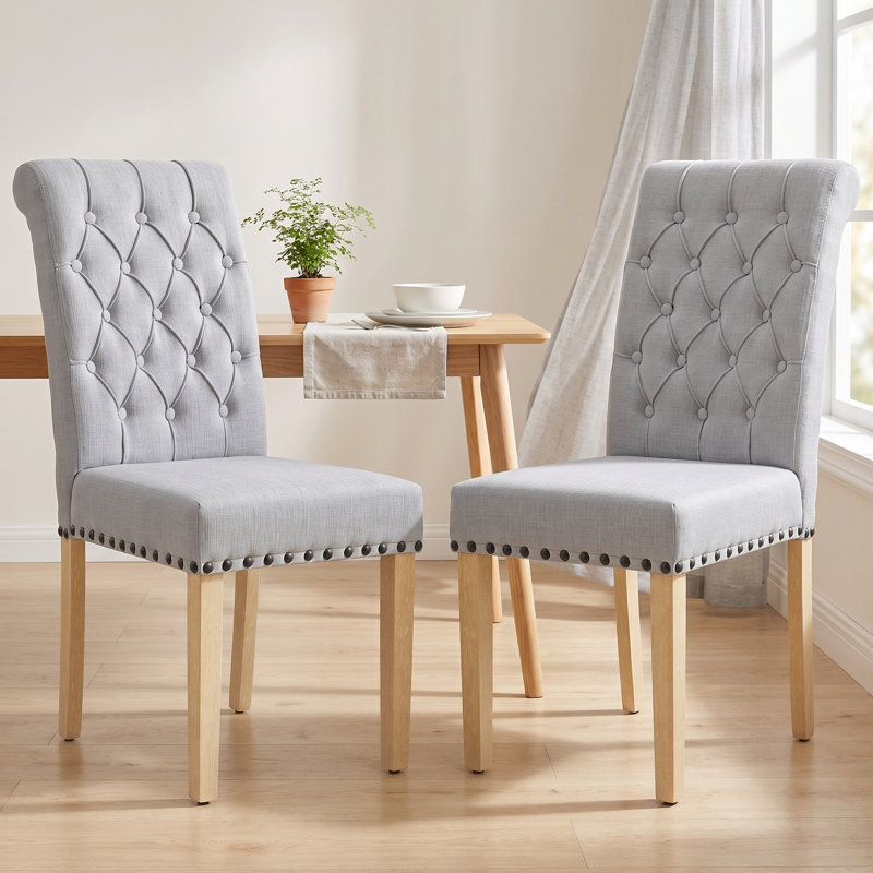 Chaises de salle à manger rembourrées Amby, Gris clair