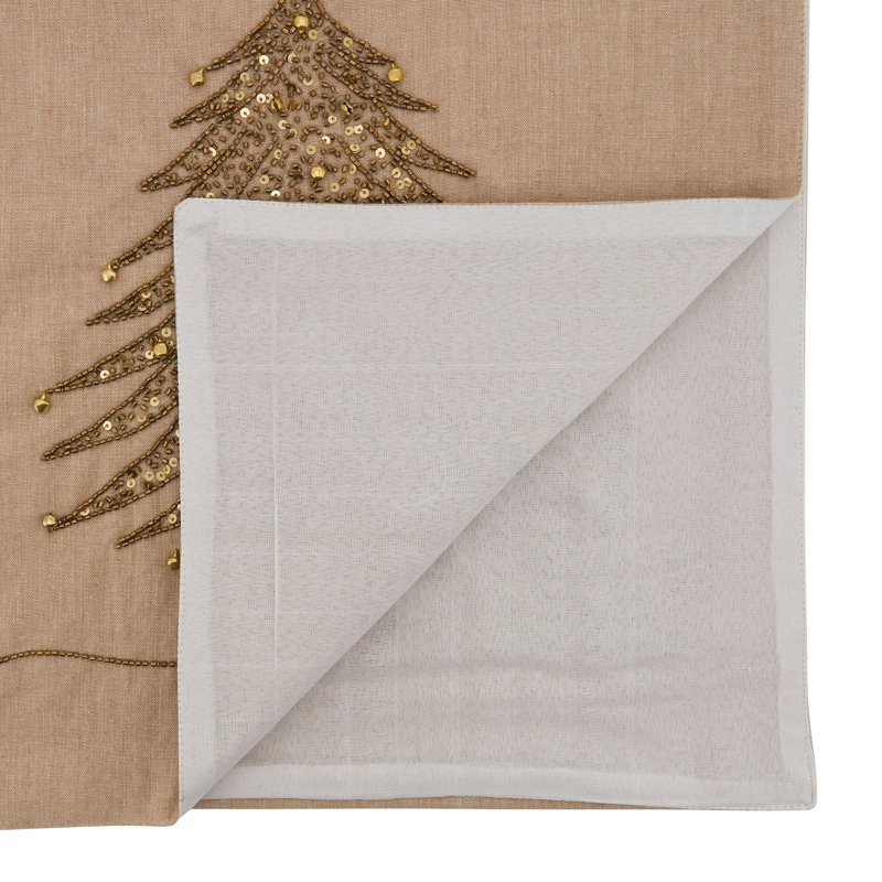 Hodei 100% Cotton Christmas Table Runner, Gold