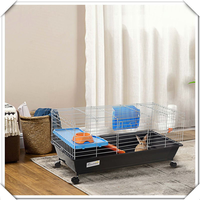 Cage à roulettes pour petits animaux, Noir