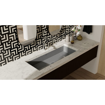 Lavabo de salle de bain encastrable en résine 39,4 po x 16,7 po Badeloft UB-05-XL-GGRY