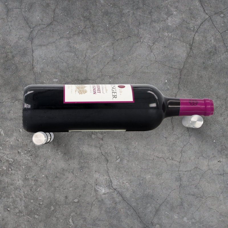 1 Bottle Wall Mounted Wine Bottle Rack, Brushed Aluminum