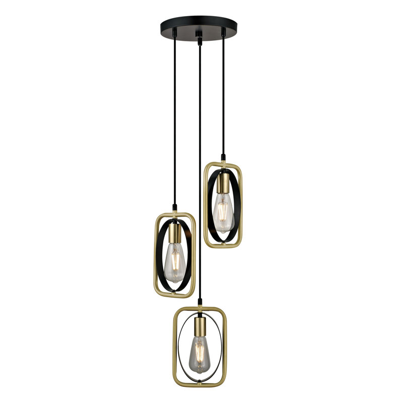 Luminaire suspendu géométrique 3 lumières grappe Huckaby