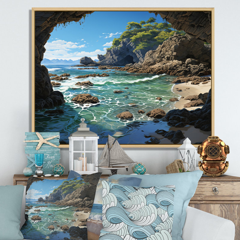 Tripolia Beach Rocky Retreat III, H 24 po x l 32 po x P 1 po, Cadre naturel flottant