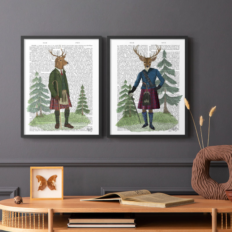 Scottish Deer Alistair McStag, complet, reproduction de livre - reproduction encadrée de qualité supérieure - prête à être accrochée - pas de clous requis - pas de clous requis