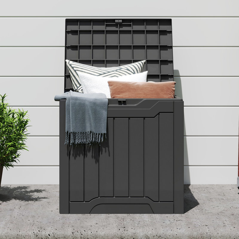 17 Stories 56cm W 118L Lockable Deck Box, Black