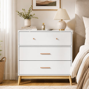 3 Drawer Storage Cabinet with Solid Wood Base