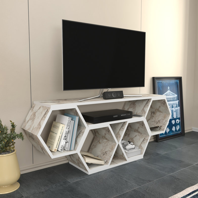 Alecto TV Stand for TVs up to 55", White Marble Effect