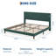 Base de lit plateforme très grand, cadre de lit très grand moderne avec tête de lit tapissier et support à lattes en métal robuste, aucun sommier requis, assemblage facile, vert-641290976-641291007