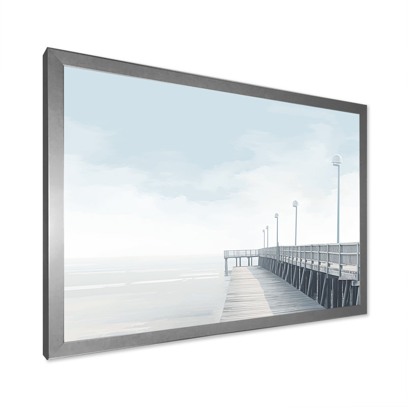 Rathbone - plage et océan, art mural sur toile, Cadre simple argenté, H 24 po x l 32 po x P 1 po