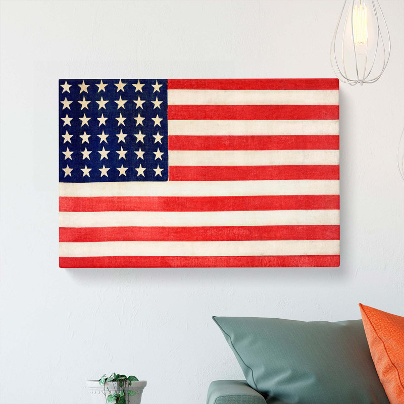 Thirty-Six Star Flag of the USA - Wrapped Canvas, 35cm H x 50cm W x 3cm D