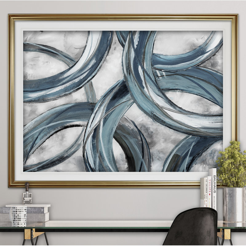 « Ring Around », art graphique encadré flottant, H 30 po x l 40 po, Impression encadrée, Doré