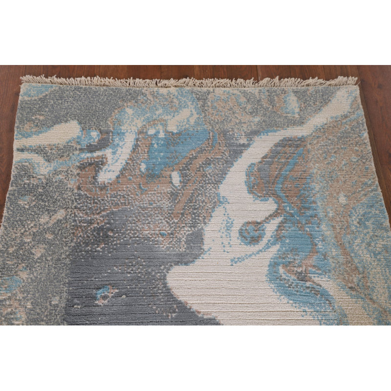 Tapis oriental abstrait en laine fait à la main 3 x 5