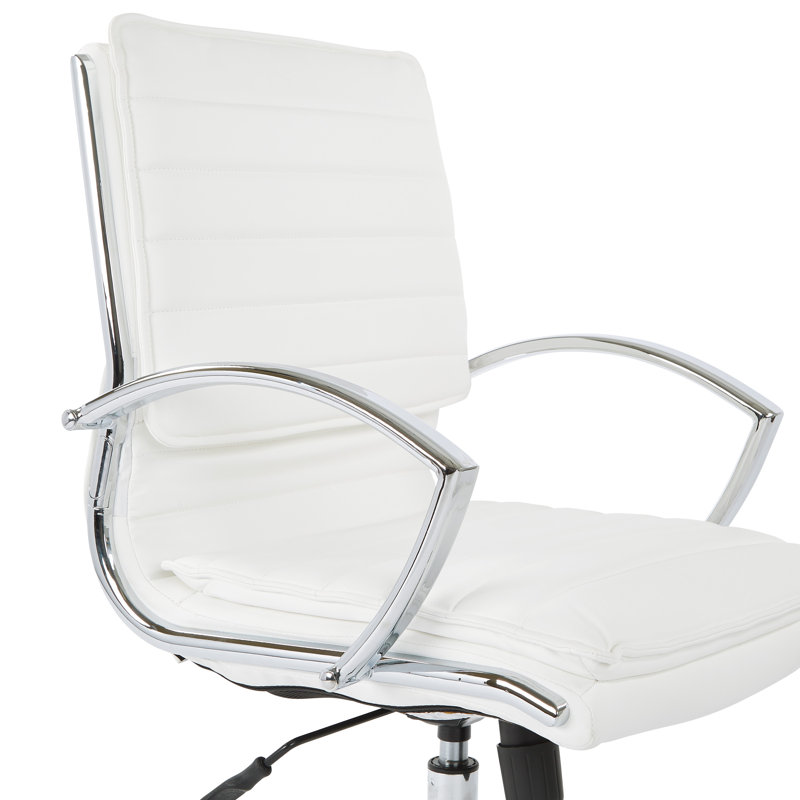 Fauteuil de direction à dossier moyen en similicuir, Similicuir blanc