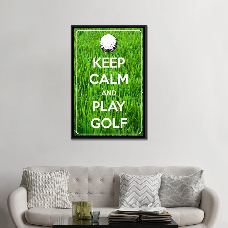 Estampe numérique sur toile Jeter Keep Calm and Play Golf, H 26 po x l 18 po x P 1,5 po, Toile avec cadre noir, Pas de tapis