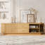 Meuble télé moderne avec tiroirs, rangement coulissant caché, coins arrondis et surface imperméable, pour 65 pouces-129913566