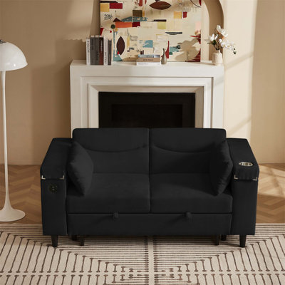 Canapé-lit convertible avec table d'appoint et port USB, idéal pour la vie moderne, les chambres d'amis et les moments de détente.
