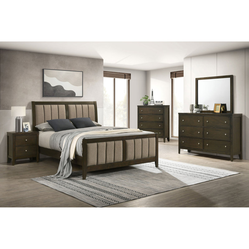 Clement Dark Cocoa Upholstered Eastern King Bed