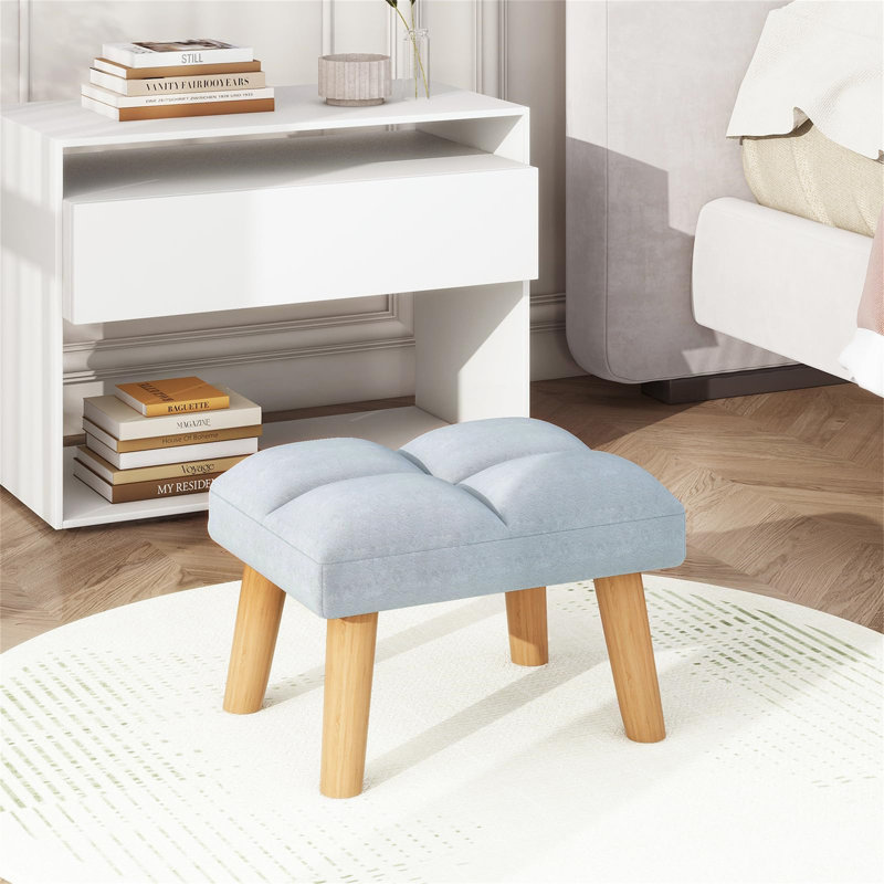 40cm Wide Footstool Ottoman, Grey