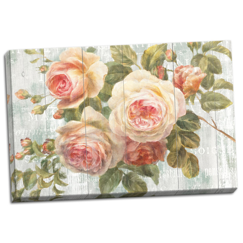 « shabby élégance roses », impression, Toile tendue, H 12 po x l 18 po x P 0,75 po